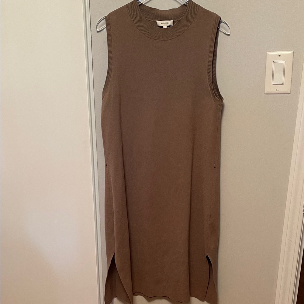 Babaton Sleeveless Tan Midi Dress in knit